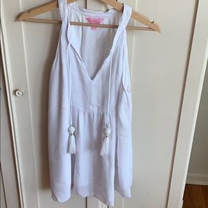 Lilly Pulitzer White lined tank with tassels